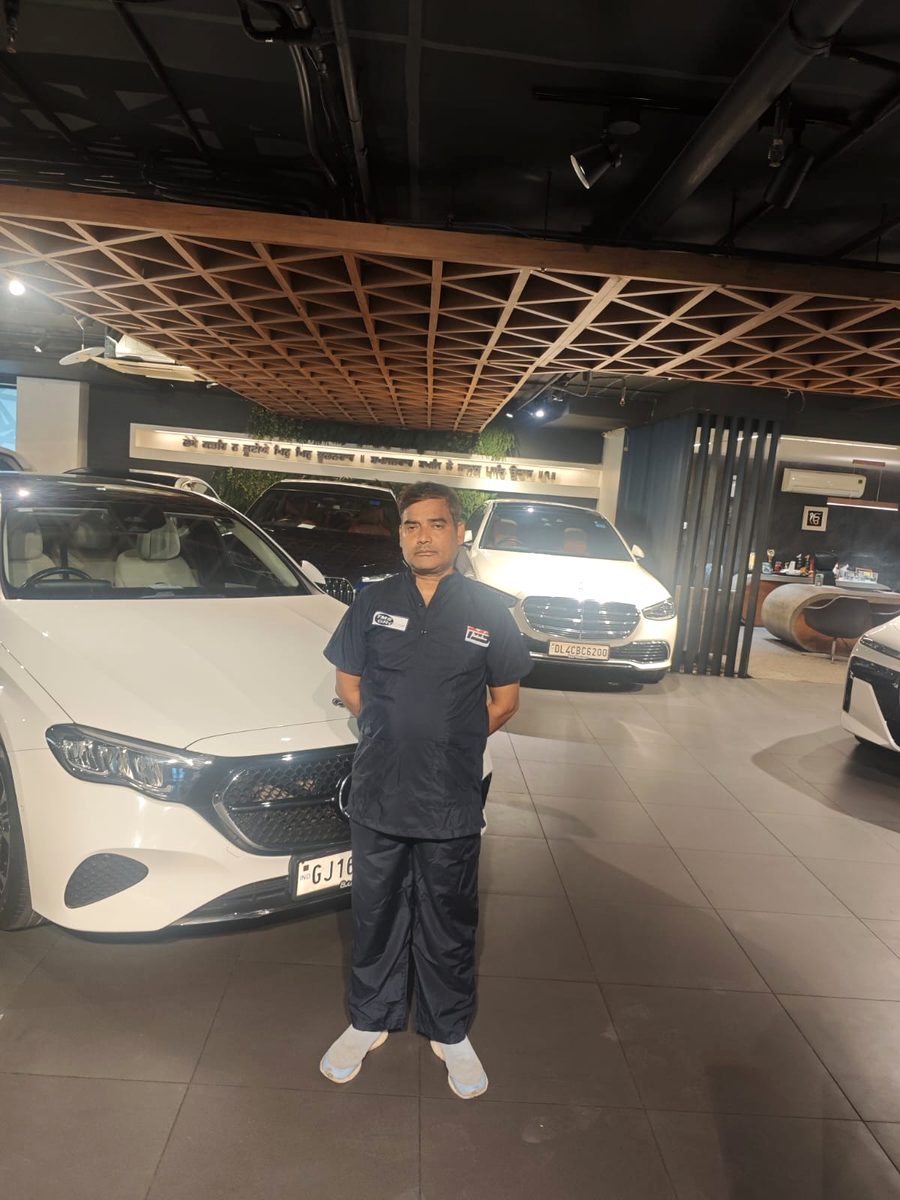 TMS security guard at an automotive showroom